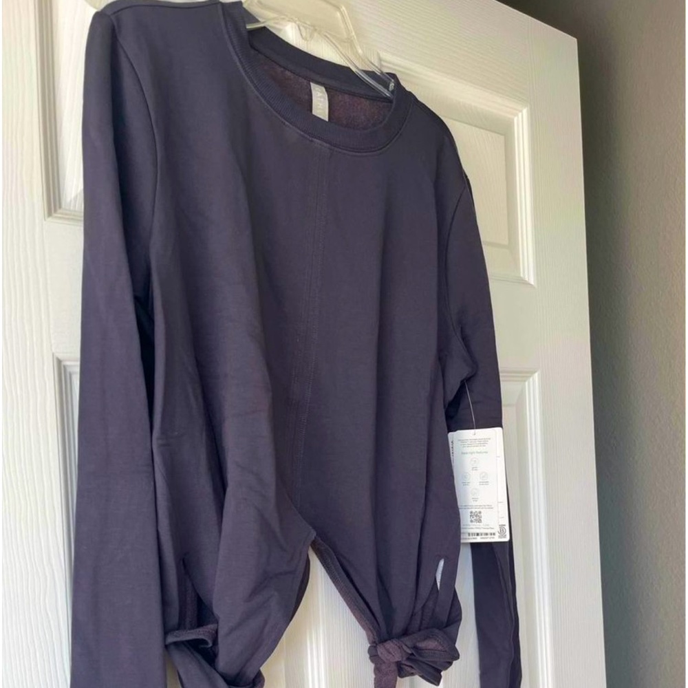 Athleta Samsara Side-Tie Crop Sweatshirt- Black Med